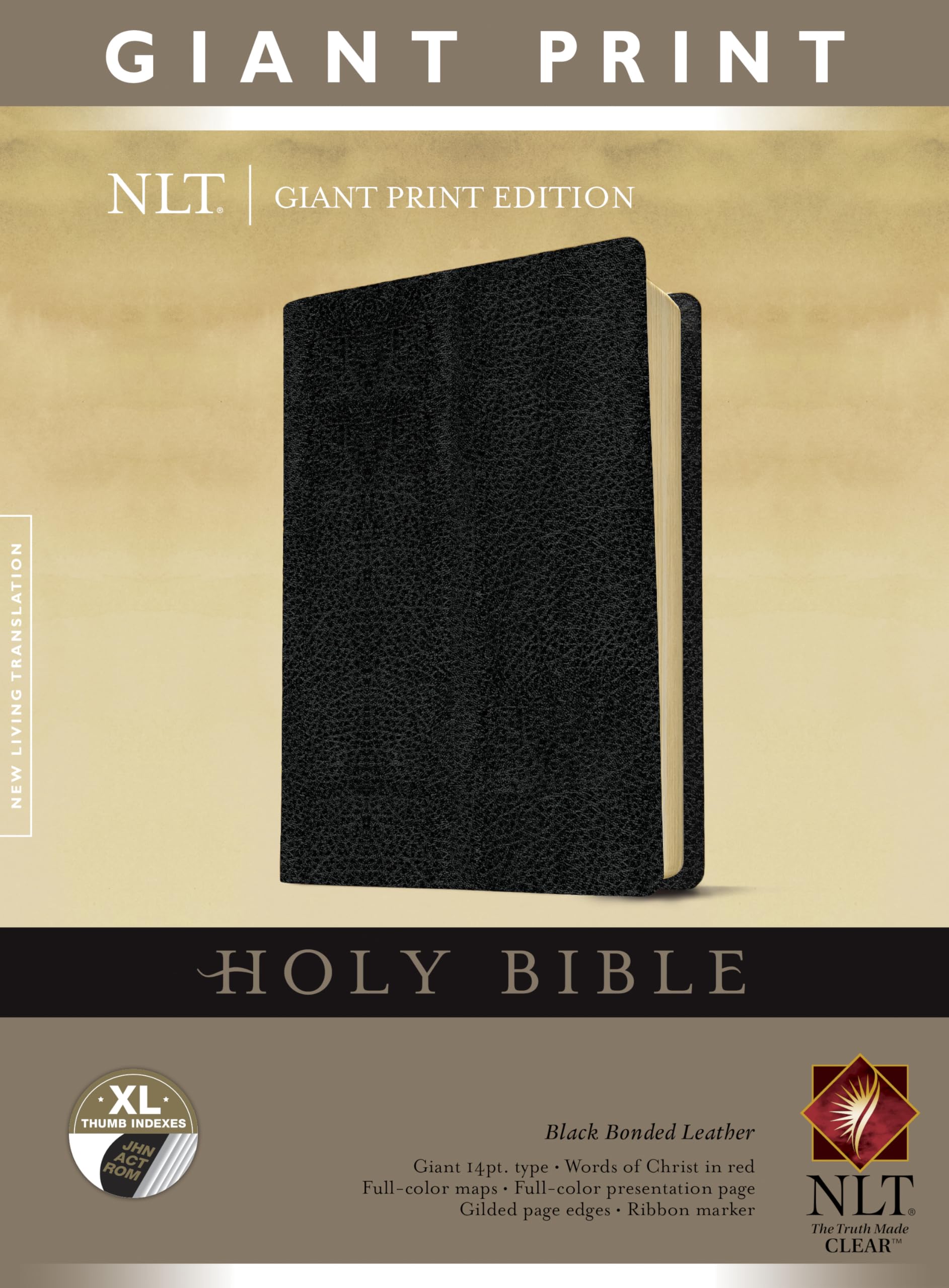 NLT GIANT PRINT EDITION HOLY BIBLE THUMB INDEXED- BLK BONDED LEATHER